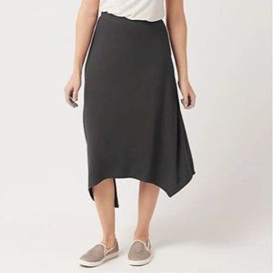 LOGO by Lori Goldstein Knit Pull-On Midi Skirt Size XS Asymmetric Hem A347199